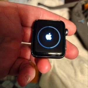 Apple smartwatch series 3 with OtterBox straps and travel charger